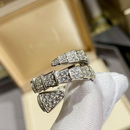 [Mystic]SERPENTI DOUBLE RING SILVER DIAMOND PAVED