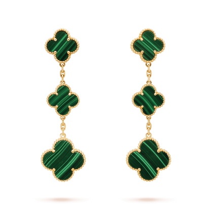 [Mystic]CLOVER MALACHITE 3 MOTIFS GOLD