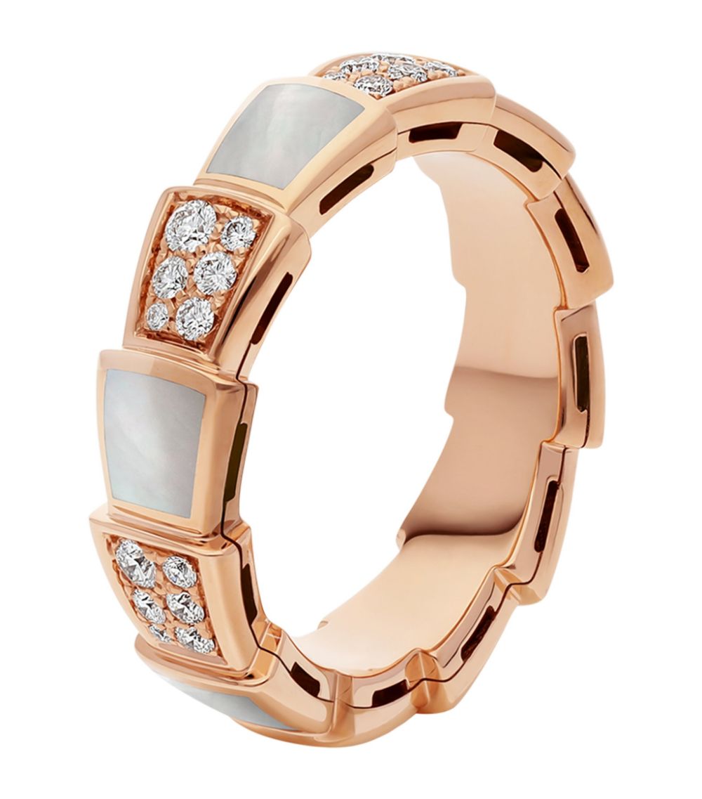 [Mystic]SERPENTI RING PINK GOLD MOP DIAMOND PAVED 4MM