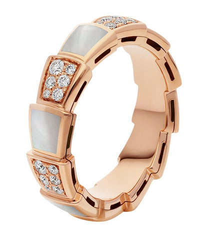 [Mystic]SERPENTI RING PINK GOLD MOP DIAMOND PAVED 4MM