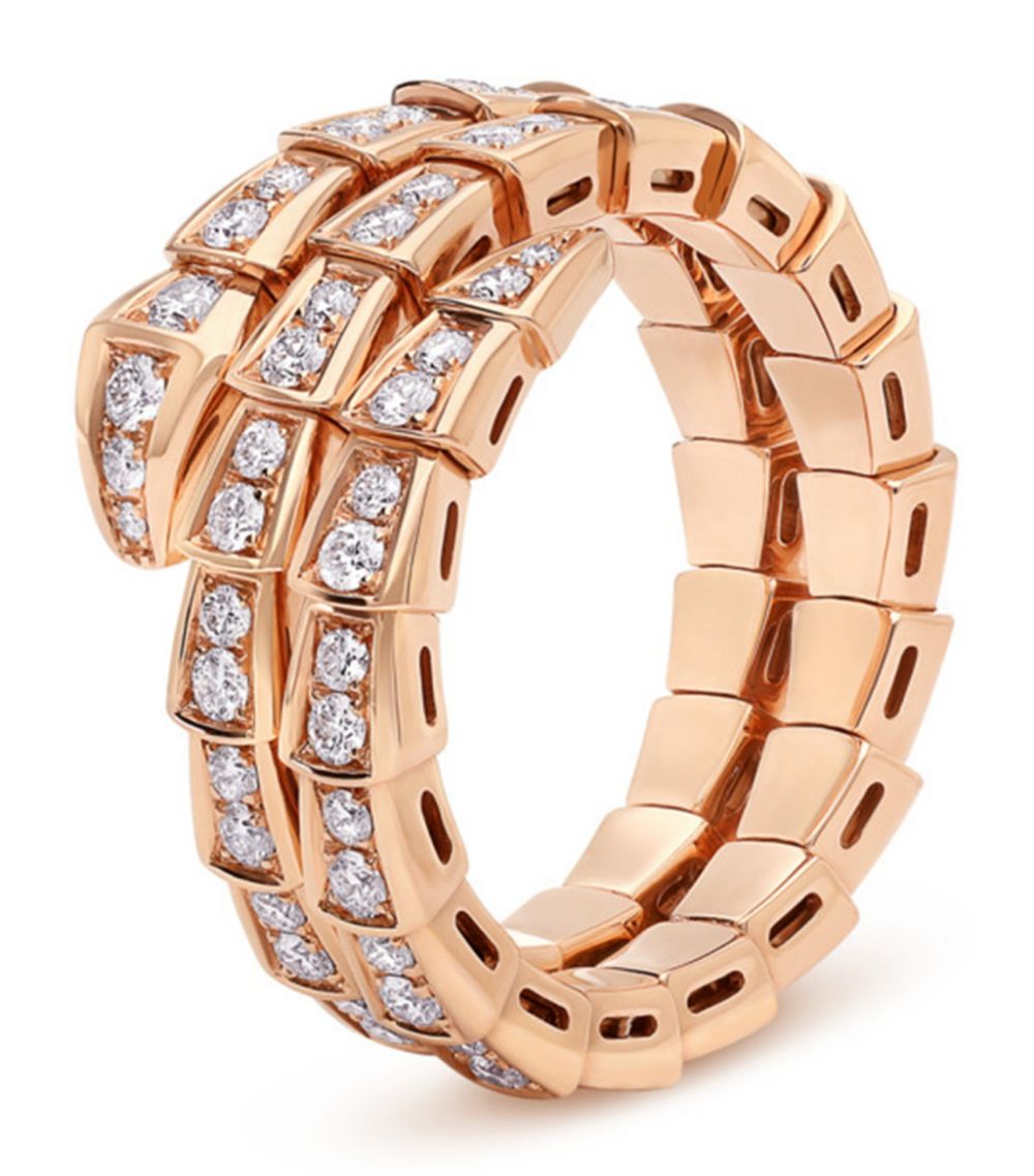 [Mystic]SERPENTI RING PINK GOLD DIAMOND DOUBLE ROW