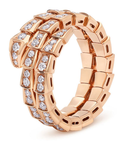[Mystic]SERPENTI RING PINK GOLD DIAMOND DOUBLE ROW
