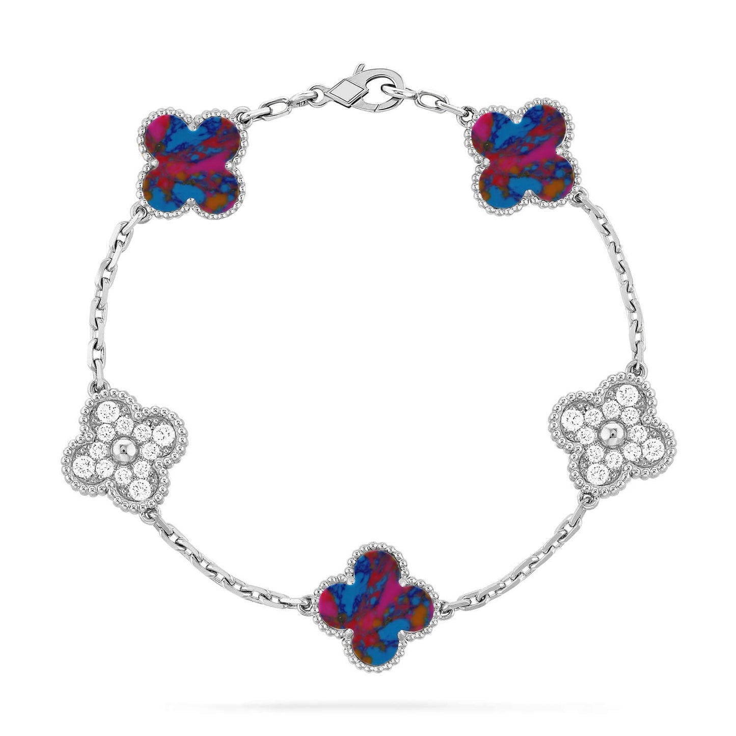 [Mystic-new]CLOVER 5 MOTIF COLOR GEMSTONES BRACELET COLLECTION