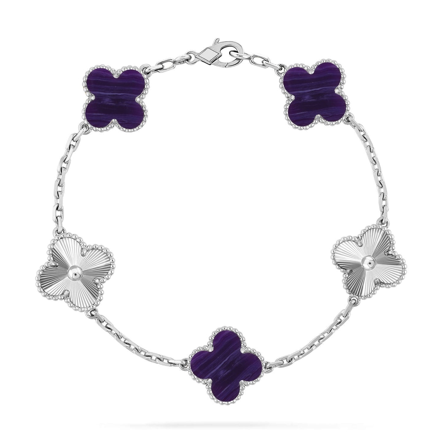 [Mystic-new]CLOVER 5 MOTIF PURPLE STRIPES BRACELET COLLECTION