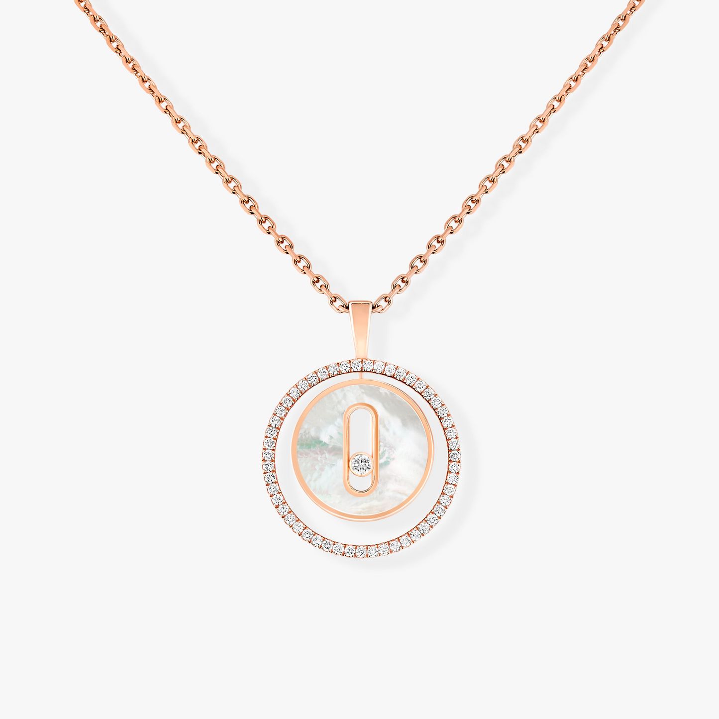 [Mystic JURI]Mystic MOVE 1 DIAMOND WHITE MOTHER OF PEARL PINK GOLD DIAMOND NECKLACE