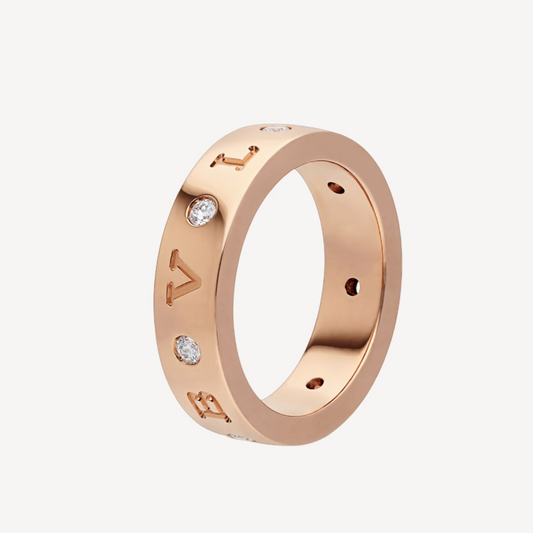 [Mystic]ZERO 1 ESSENTIAL PINK GOLD BAND WITH DIAMONDS RING
