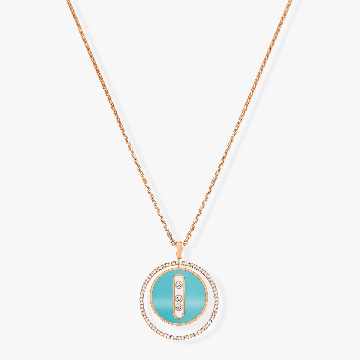 [Mystic JURI]Mystic MOVE 3 DIAMONDS TURQUOISE PINK GOLD DIAMOND NECKLACE
