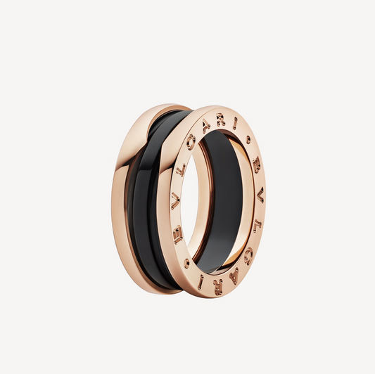 [Mystic]ZERO 1 TWO-BAND LOOPS AND BLACK CERAMIC PINK GOLD RING