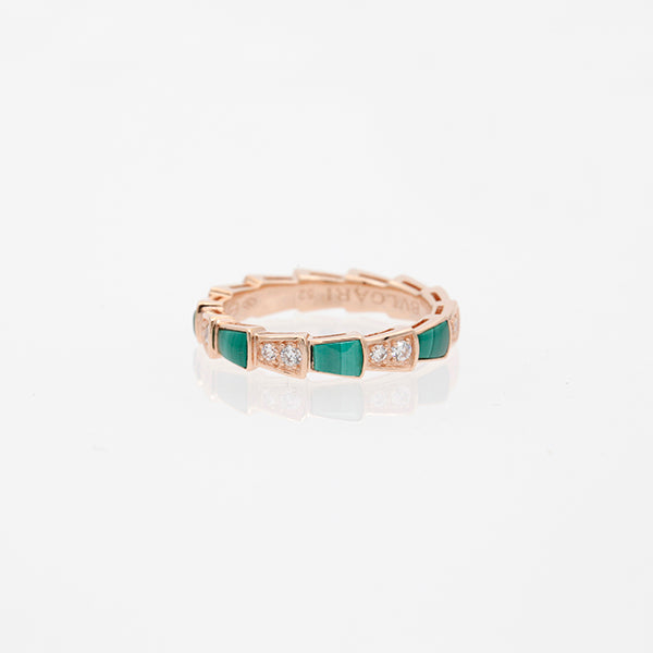 [Mystic]SERPENTI RING PINK GOLD MALACHITE DIAMOND 3MM