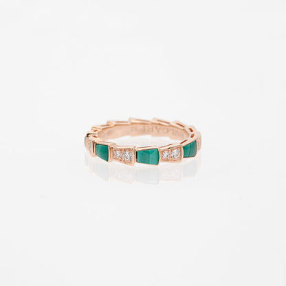 [Mystic]SERPENTI RING PINK GOLD MALACHITE DIAMOND 3MM