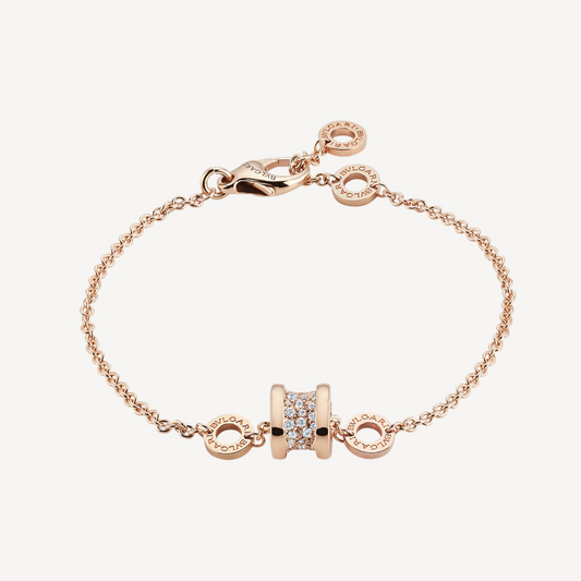 [Mystic]ZERO 1 SOFT PINK GOLD WITH PAVED DIAMONDS ON THE SPIRAL BRACELET