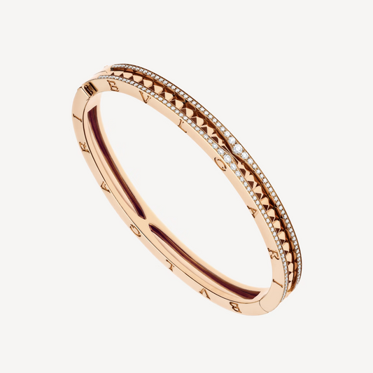 [Mystic]ZERO 1 SPIRAL AND PAVED DIAMOND PINK GOLD BRACELET