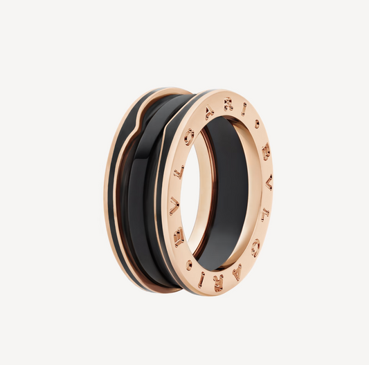[Mystic]ZERO 1 TWO-BAND WITH MATTE BLACK CERAMIC PINK GOLD RING
