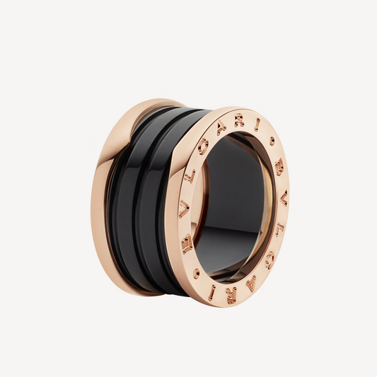 [Mystic]ZERO 1 FOUR-BAND LOOPS AND BLACK CERAMIC SPIRAL PINK GOLD RING