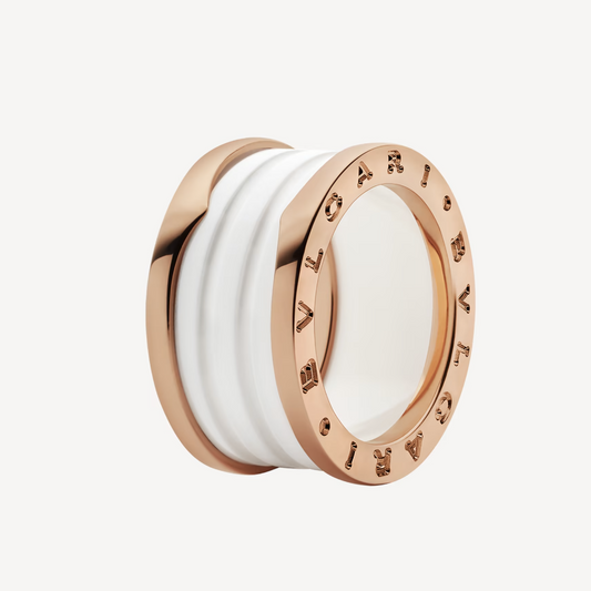 [Mystic]ZERO 1 FOUR-BAND LOOPS AND WHITE CERAMIC SPIRAL PINK GOLD RING