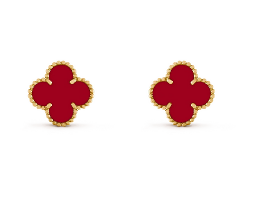 [Mystic] CLOVER 20MM RED AGATE EARRINGS