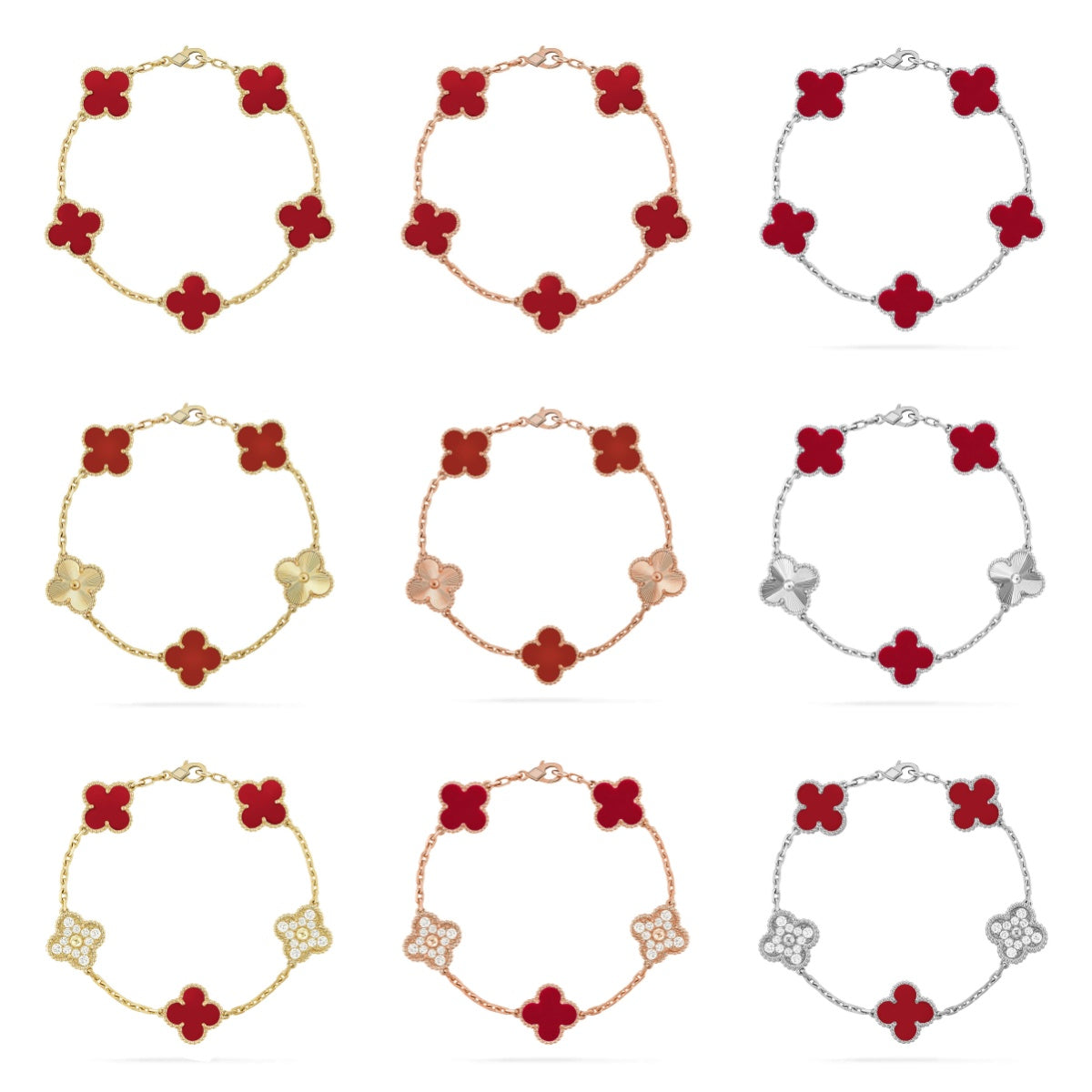 [Mystic] CLOVER 5 MOTIF RED CORNELIAN BRACELET COLLECTION