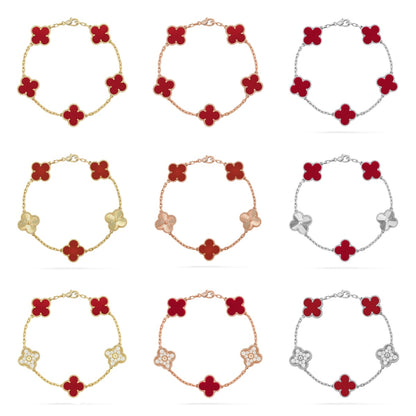 [Mystic] CLOVER 5 MOTIF RED CORNELIAN BRACELET COLLECTION