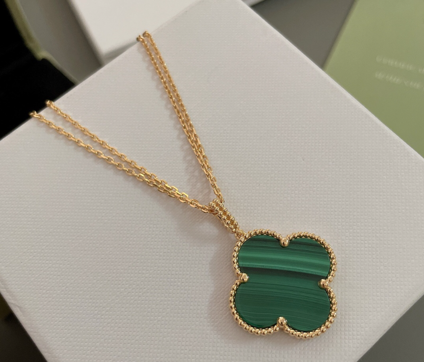 [Mystic]CLOVER 25MM NECKLACE GOLD MALACHITE