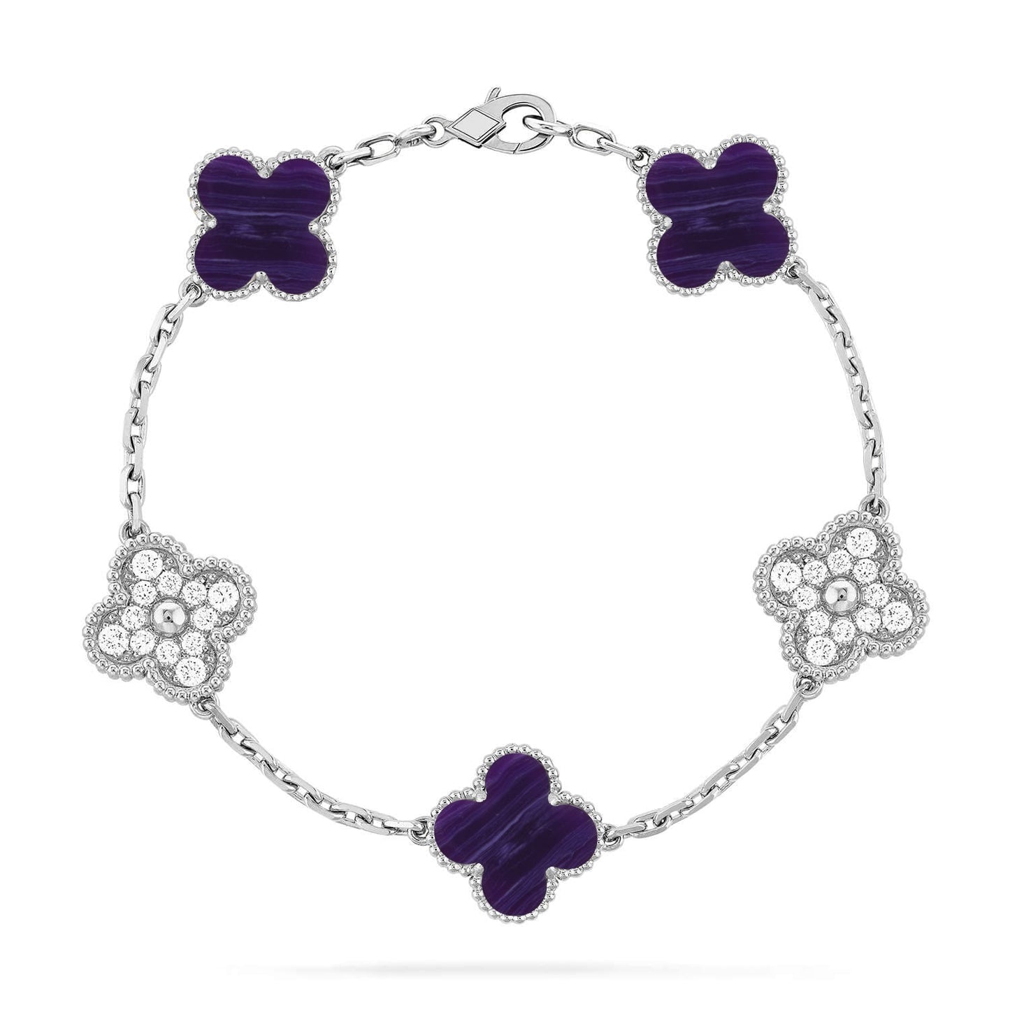 [Mystic-new]CLOVER 5 MOTIF PURPLE STRIPES BRACELET COLLECTION
