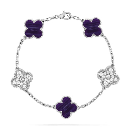 [Mystic-new]CLOVER 5 MOTIF PURPLE STRIPES BRACELET COLLECTION