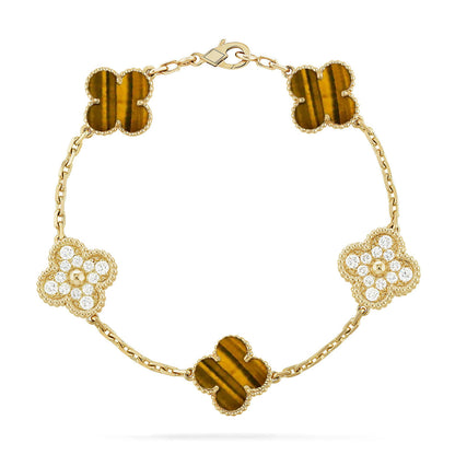 [Mystic-new] CLOVER 5 MOTIFS TIGER EYE BRACELET COLLECTION