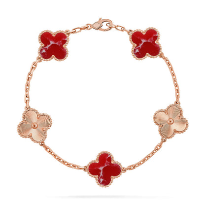 [Mystic-new]CLOVER 5 MOTIF RED PATTERN BRACELET COLLECTION