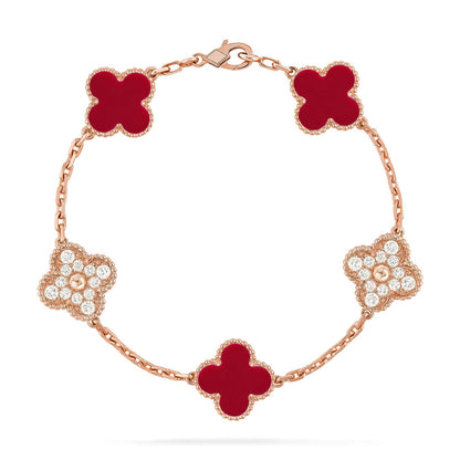 [Mystic-new] CLOVER 5 MOTIF RED CORNELIAN BRACELET COLLECTION