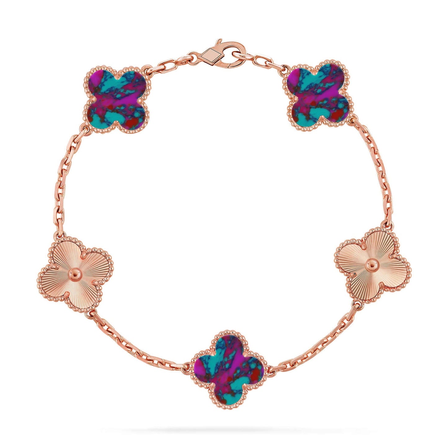 [Mystic-new]CLOVER 5 MOTIF COLOR GEMSTONES BRACELET COLLECTION