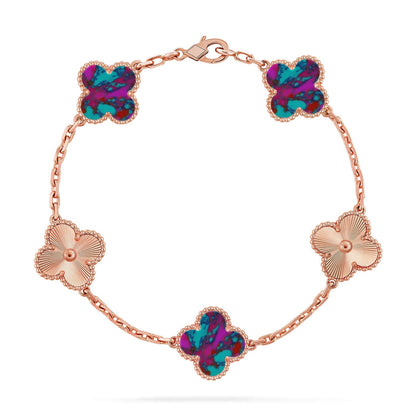 [Mystic-new]CLOVER 5 MOTIF COLOR GEMSTONES BRACELET COLLECTION