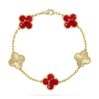 [Mystic-new]CLOVER 5 MOTIF RED PATTERN BRACELET COLLECTION