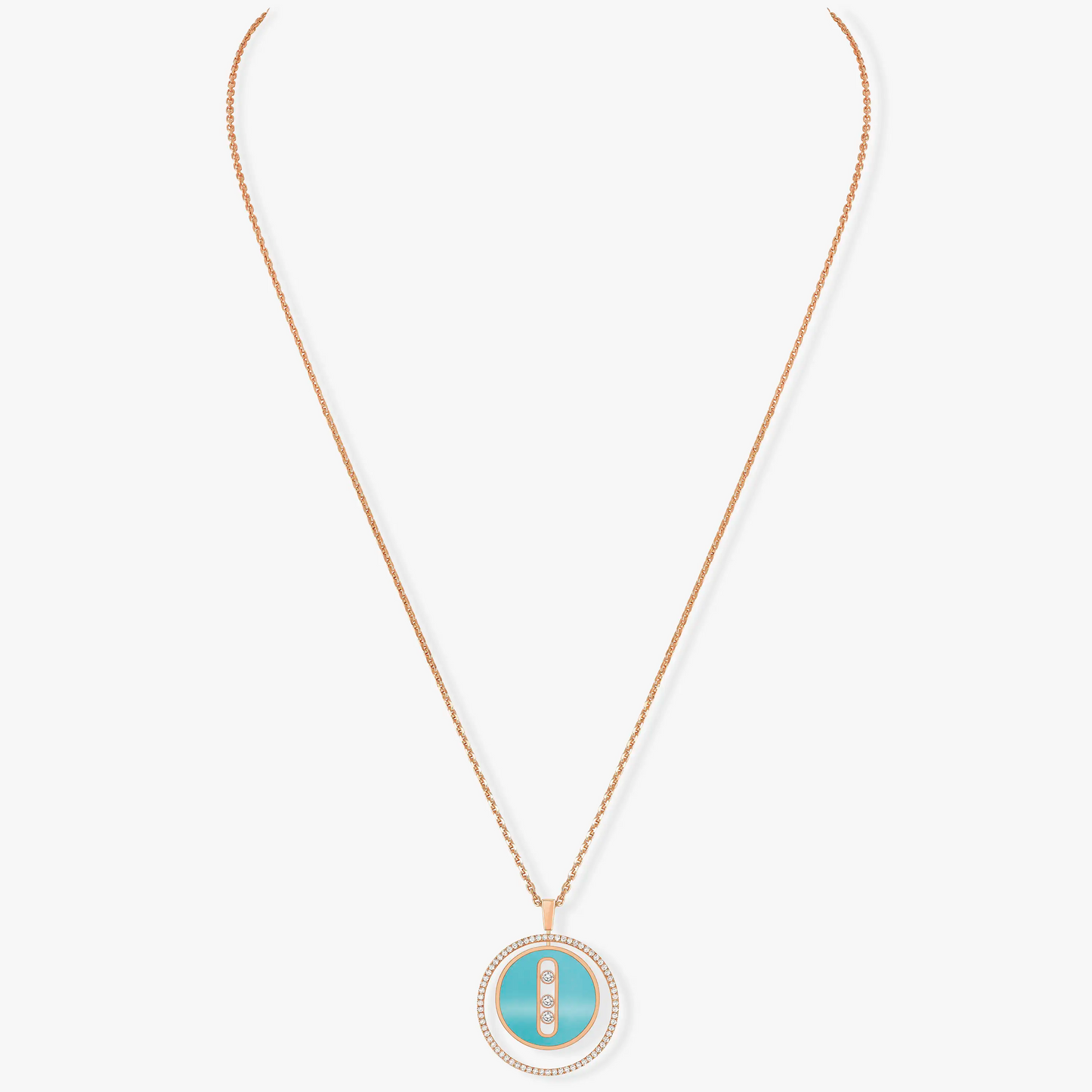 [Mystic JURI]Mystic MOVE 3 DIAMONDS TURQUOISE PINK GOLD DIAMOND NECKLACE
