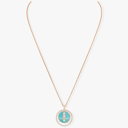 [Mystic JURI]Mystic MOVE 3 DIAMONDS TURQUOISE PINK GOLD DIAMOND NECKLACE