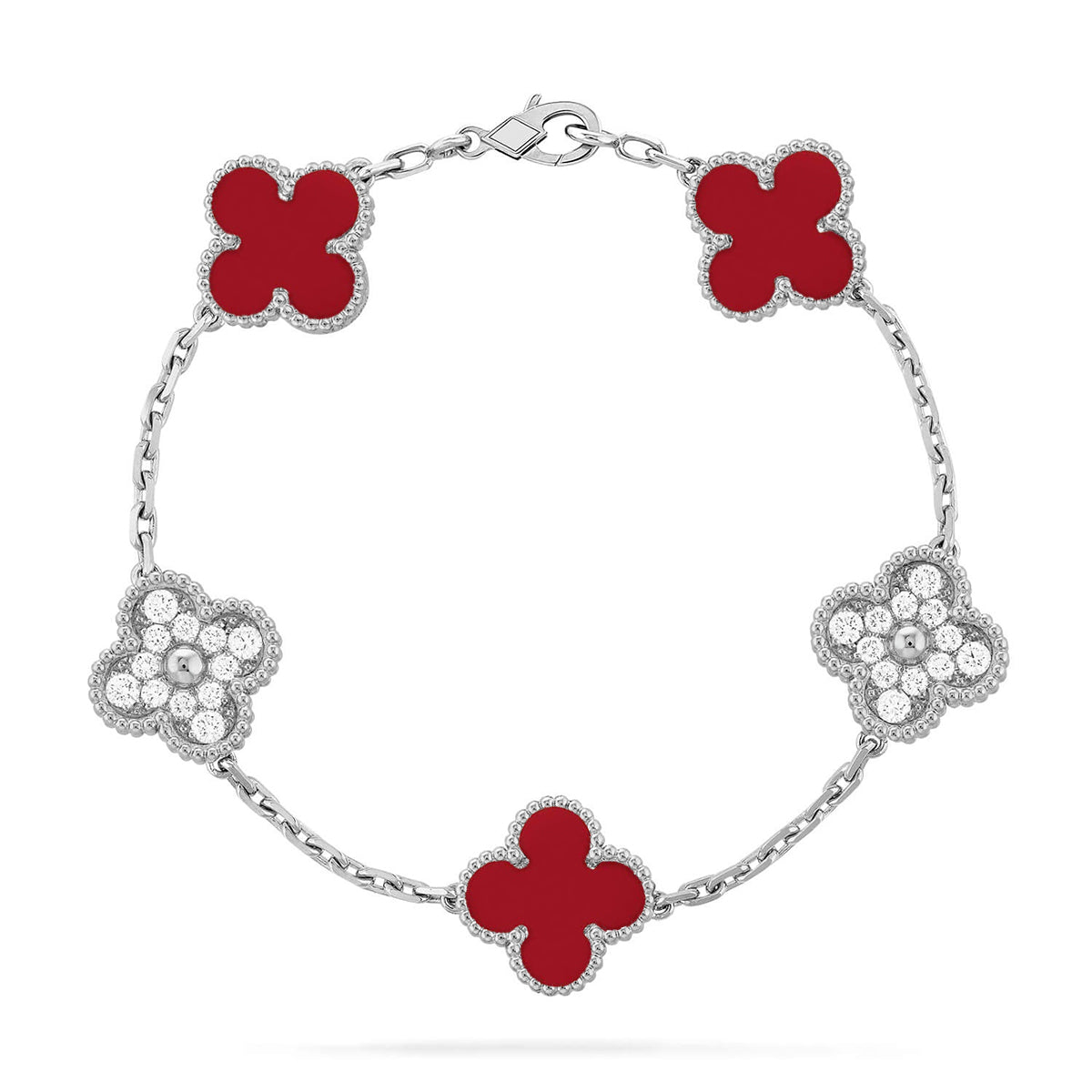 [Mystic-new] CLOVER 5 MOTIF RED CORNELIAN BRACELET COLLECTION
