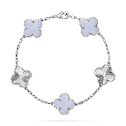 [Mystic-new] CLOVER 5 MOTIF PURPLE CHALCEDONY BRACELET COLLECTION