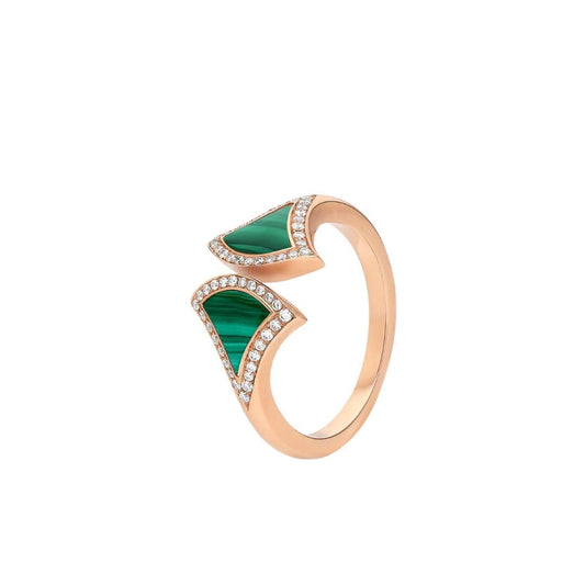 [Mystic]DREAM MALACHITE DIAMOND OPEN RING
