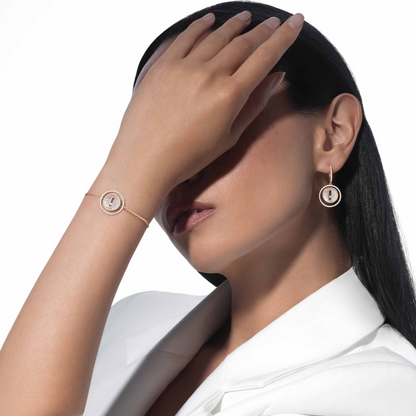 [Mystic JURI]Mystic MOVE WHITE MOTHER OF PEARL PINK GOLD DIAMOND BRACELET