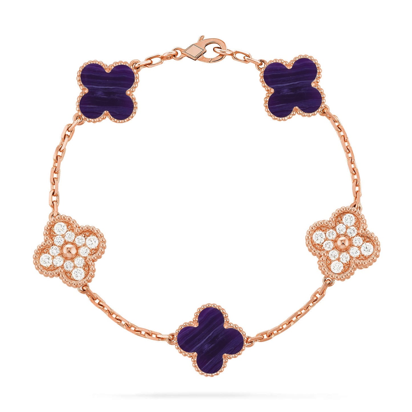[Mystic-new]CLOVER 5 MOTIF PURPLE STRIPES BRACELET COLLECTION