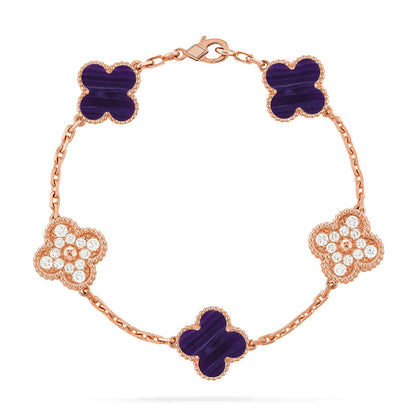 [Mystic-new]CLOVER 5 MOTIF PURPLE STRIPES BRACELET COLLECTION