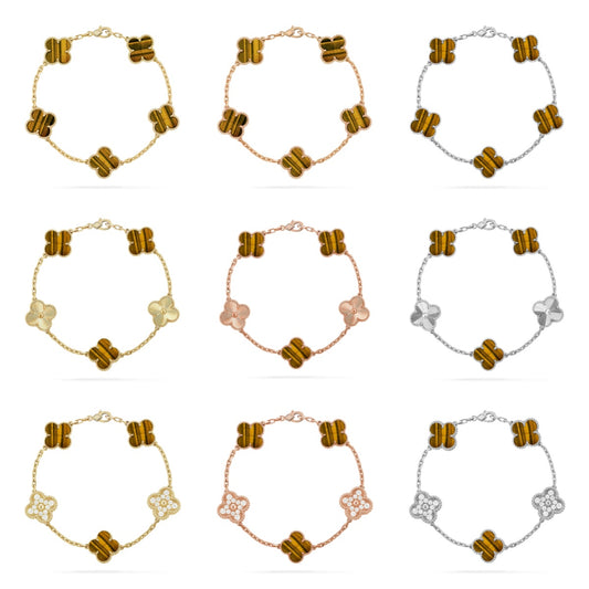 [Mystic] CLOVER 5 MOTIFS TIGER EYE BRACELET COLLECTION