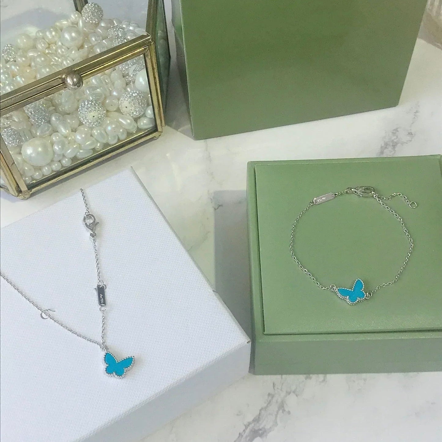 [Mystic]BUTTERFLY TURQUOISE BUTTERFLY BRACELET SILVER