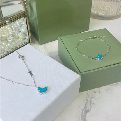 [Mystic]BUTTERFLY TURQUOISE BUTTERFLY BRACELET SILVER