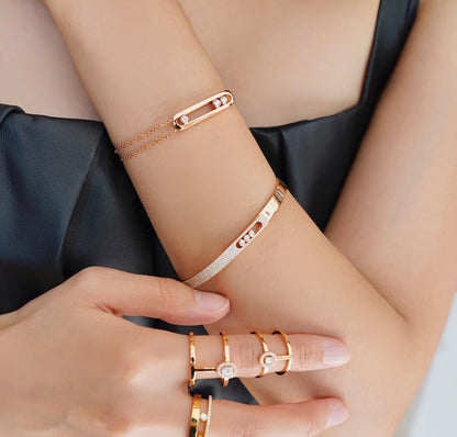 [Mystic JURI]Move Noa Rose Gold Pavé Diamond Bangle Bracelet