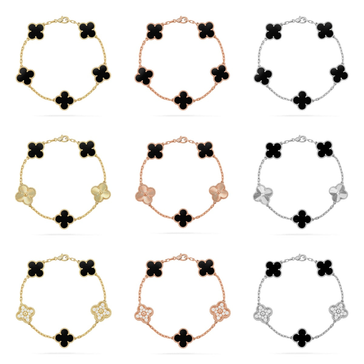 [Mystic] CLOVER 5 MOTIF ONYXS BRACELET COLLECTION