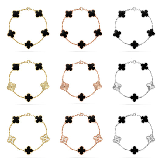 [Mystic] CLOVER 5 MOTIF ONYXS BRACELET COLLECTION