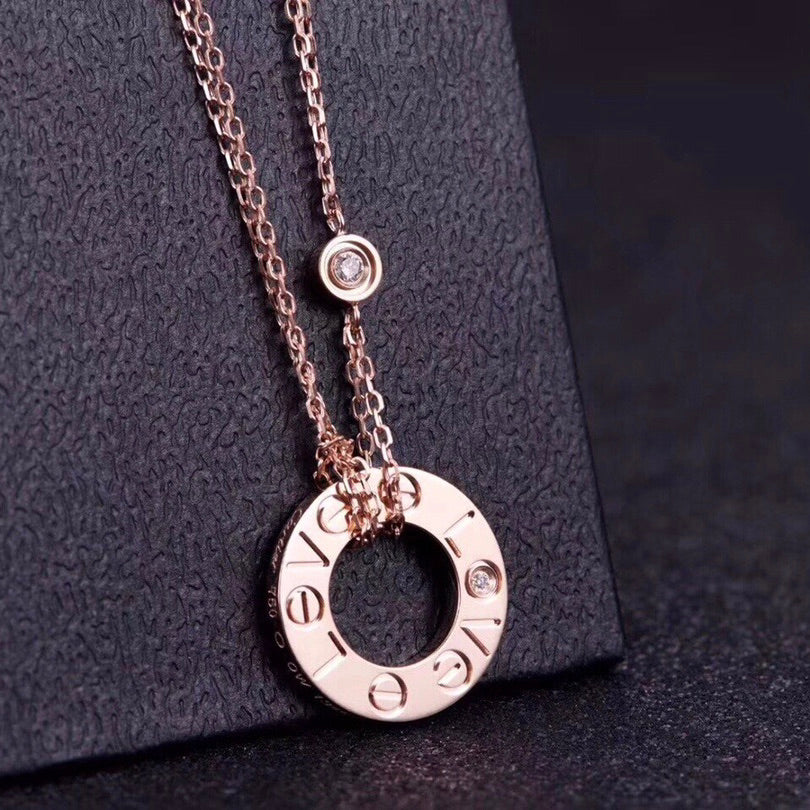 [Mystic]LOVE NECKLACE 16MM 2 DIAMONDS