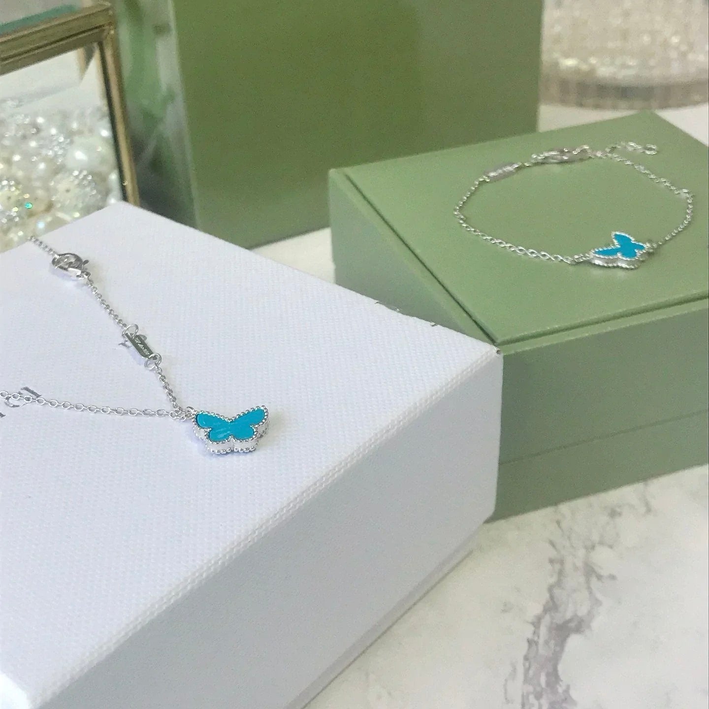 [Mystic]BUTTERFLY TURQUOISE BUTTERFLY BRACELET SILVER