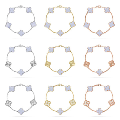 [Mystic] CLOVER 5 MOTIF PURPLE CHALCEDONY BRACELET COLLECTION