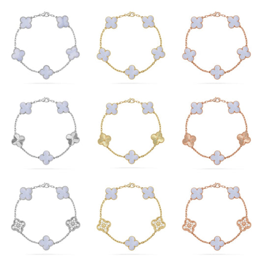 [Mystic] CLOVER 5 MOTIF PURPLE CHALCEDONY BRACELET COLLECTION