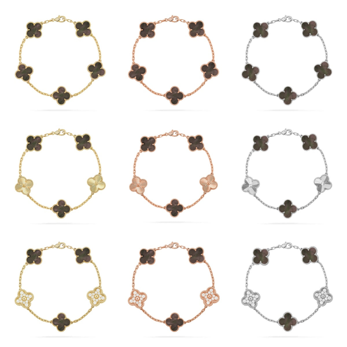 [Mystic] CLOVER 5 MOTIF GRAY MOP BRACELET COLLECTION